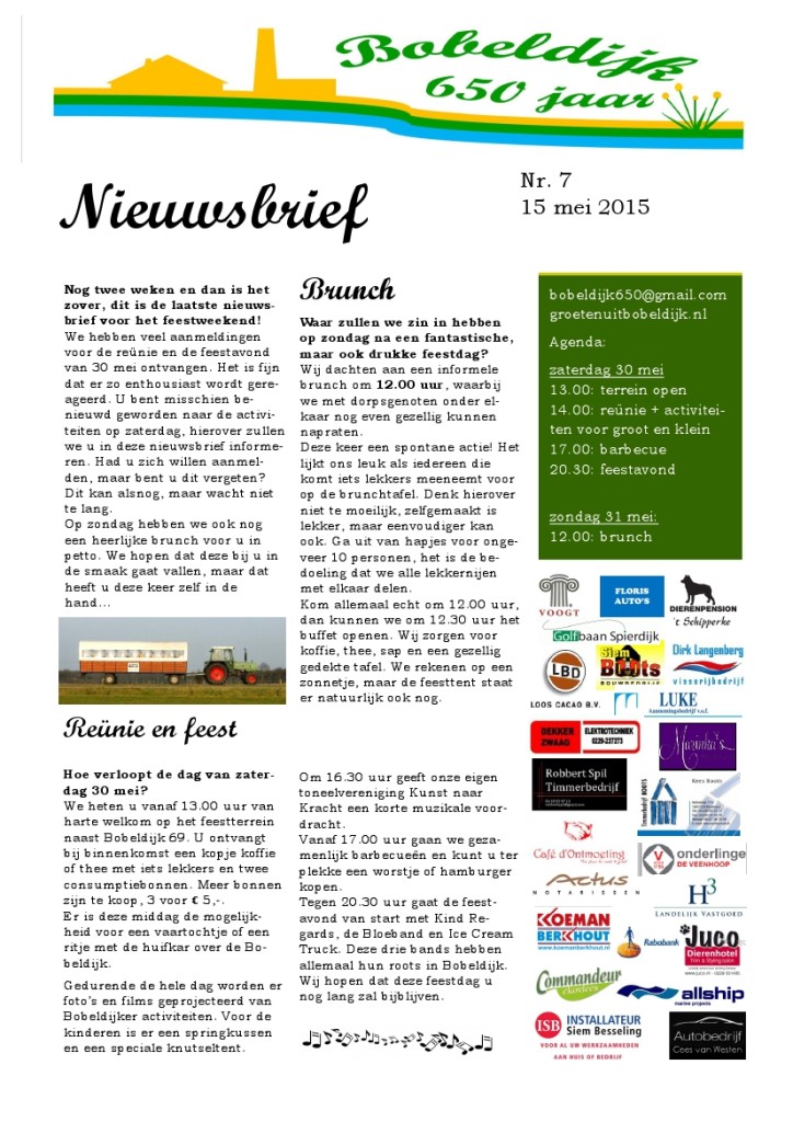 nieuwsbrief Bobeldijk 650 jaar nr 7